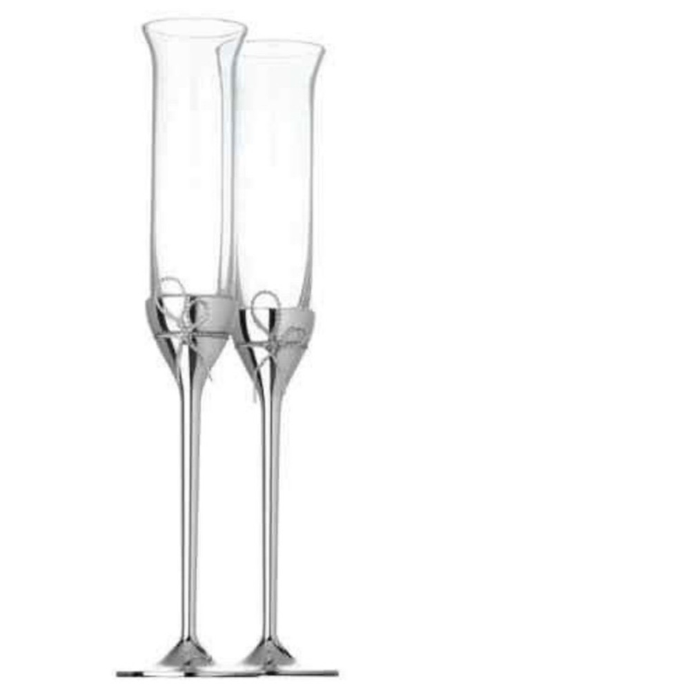 Vera Wang Wedgwood Set of 2 Love Knots Toasting Champagne Flutes Gift Boxed NWT